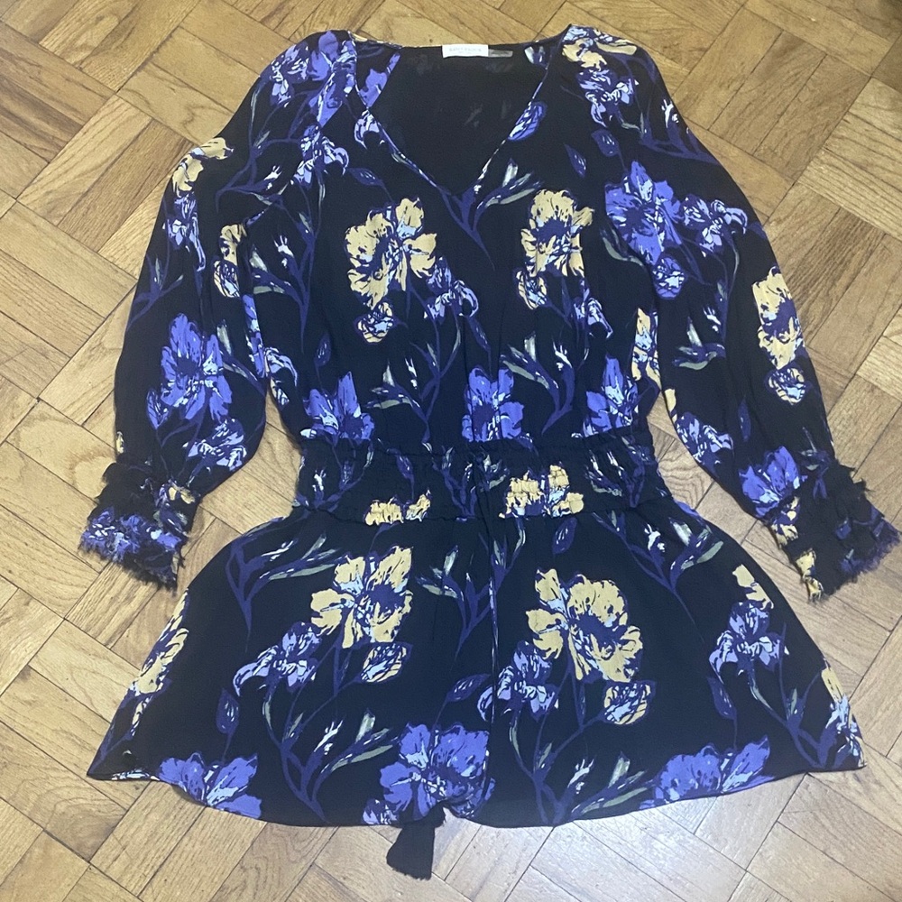 Ramy Brook Blue and Yellow Floral Midi Dress